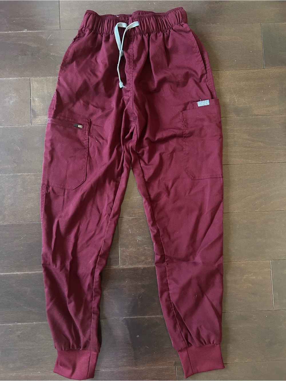 Women's Maroon Drawstring Jogger Style Scrub Pants with Pockets